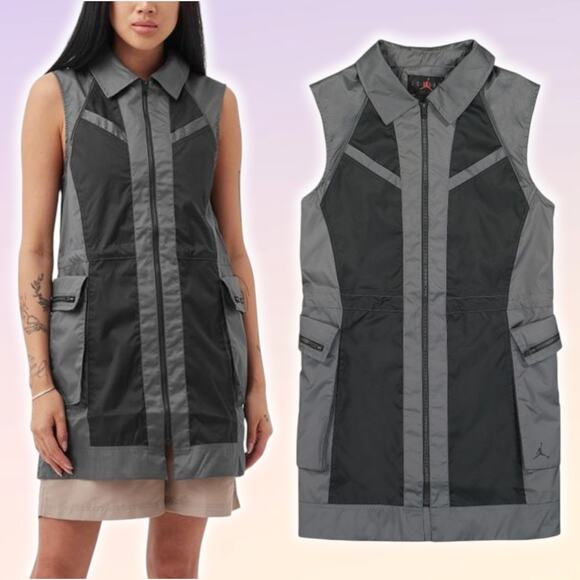 JORDAN Womens Next Utility Sleeveless Jacket Sz XS Gray - Picture 1 of 8
